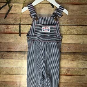 Vintage Health-Tex Round House Striped Denim Overalls Baby Boy Size 18 Months